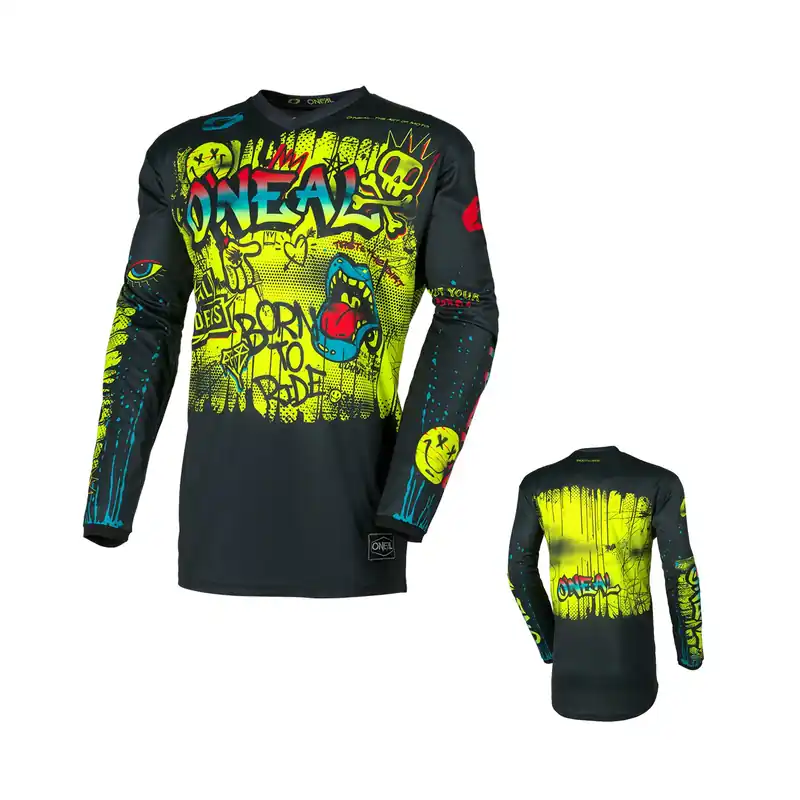 O‘Neal Element Kinder Jersey Rancid schwarz neon Kids Youth Trikot MX DH MTB BMX Motocross M (128) Schnäppchen