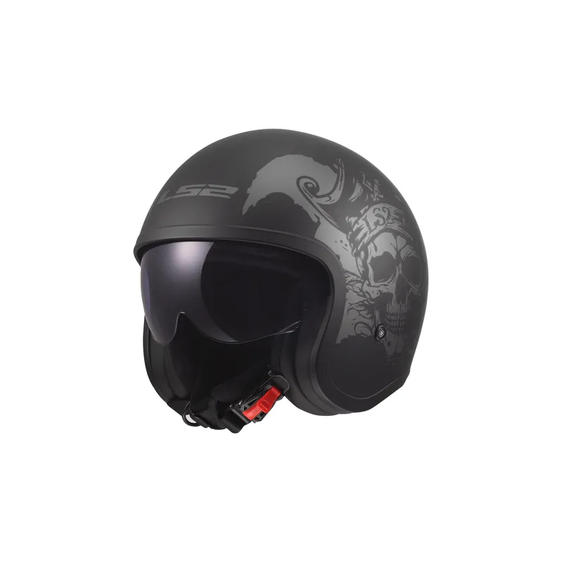 Direktkauf LS2 OF599 Spitfire II Willy Schwarz Matt Motorrad Helm Jethelm Sonnenblende Urban