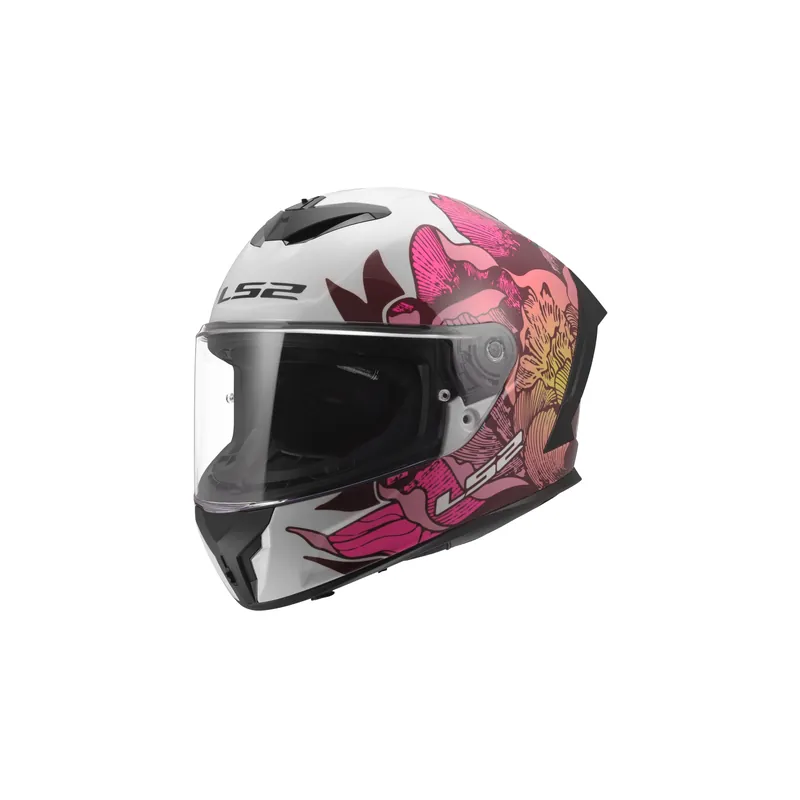 Kracherpreis LS2 Motorradhelm Rapid III Poppies Weiß Pink FF820 Integralhelm Race XL (61-62cm)