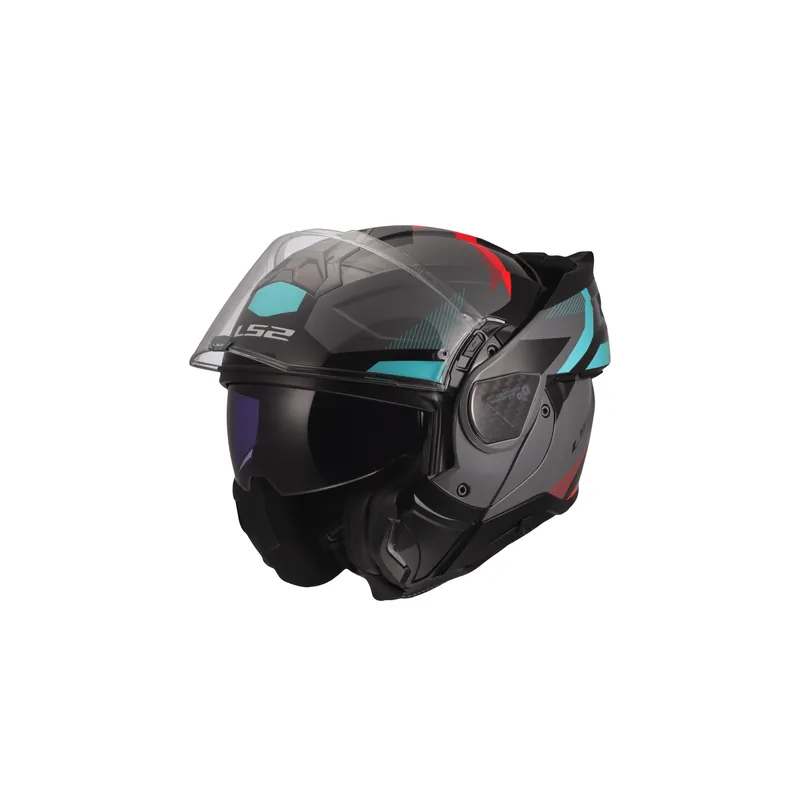 Schneller Versand LS2 Klapphelm Advant II Triple Grau Blau Rot FF910 Motorrad Helm Integralhelm