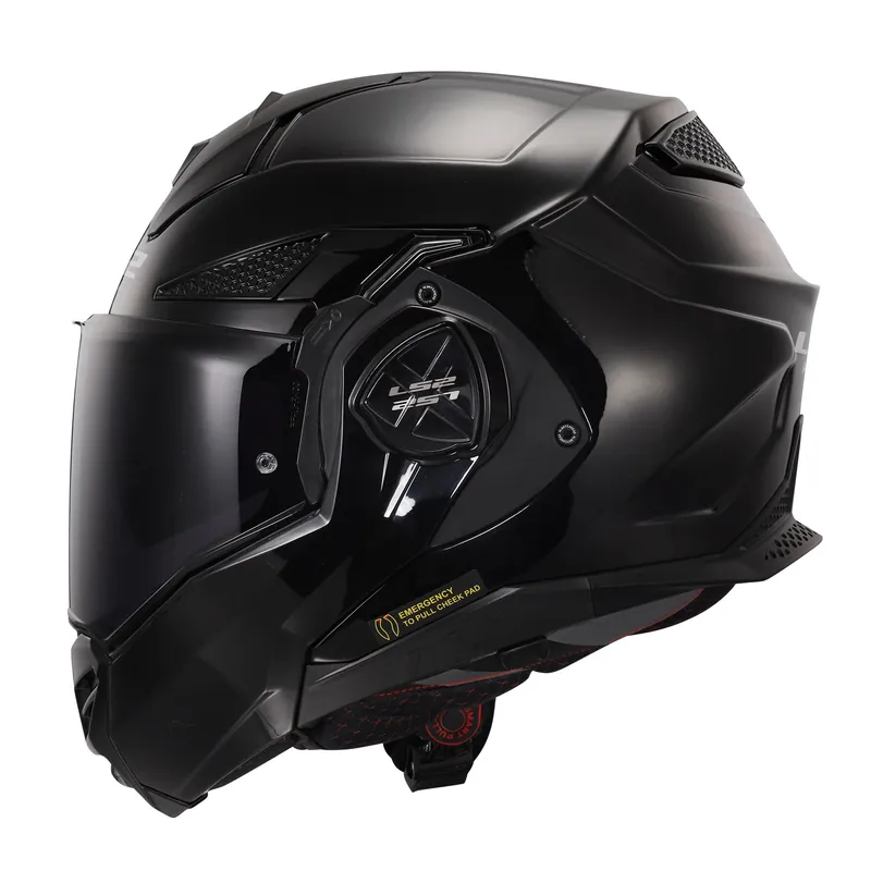 Knallerangebot LS2 Klapphelm Advant X Solid Schwarz Glanz FF901 Motorradhelm + dunkles Visier M (57-58cm)