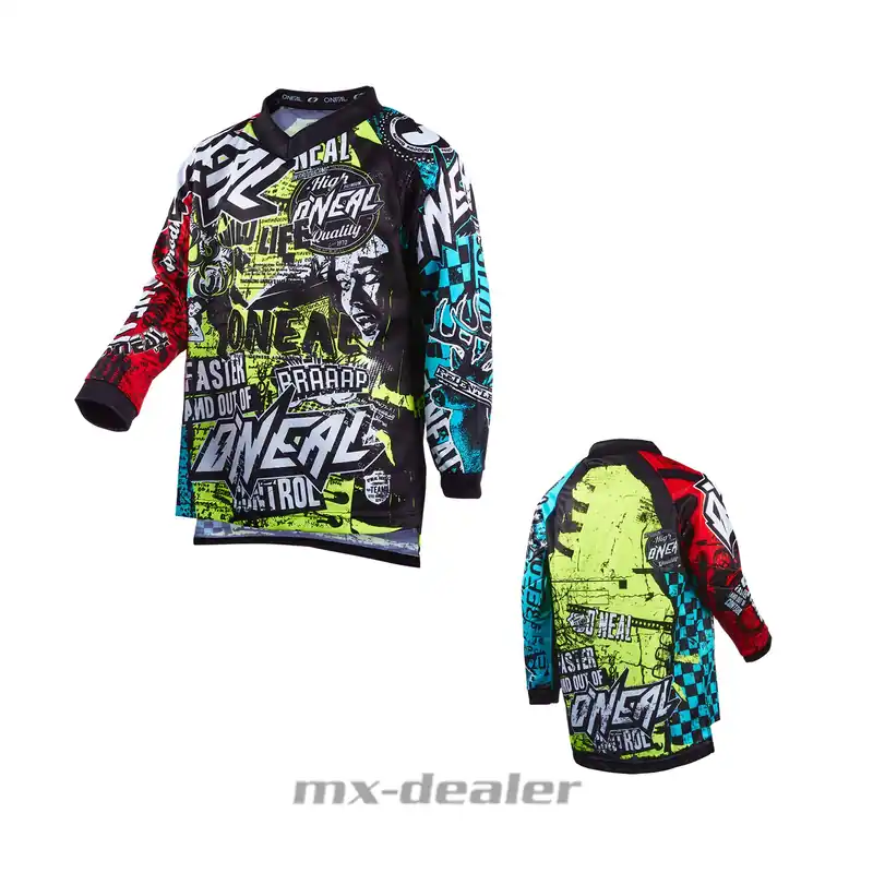 Billig O‘Neal Element Kinder Jersey V22 Wild Multi Trikot MX MTB BMX Motocross L (140)