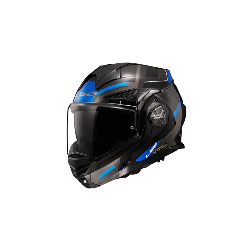 Sonderaktion LS2 Klapphelm Advant X Spectrum Schwarz Titan Blau FF901 Motorrad Helm + dunkles Visier M (57-58cm)