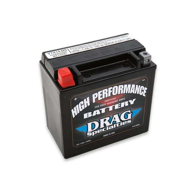 Drag Specialties Motorradbatterie 12V YTX14 12AH AGM wartungsfrei werksaktiviert Rabatt