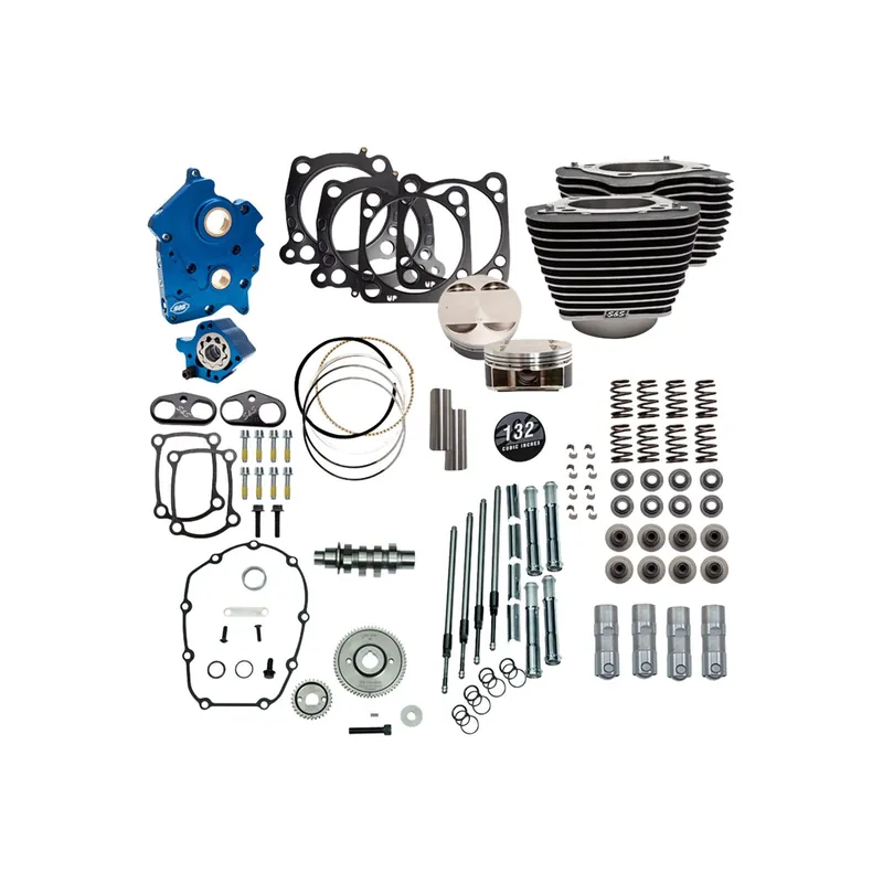 Günstig S&S 132" Power Package schwarz gefräst f. Harley Touring/Softail M8 17-23