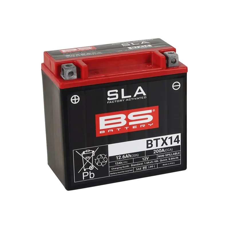 BS Battery Motorradbatterie 12V BTX14 12AH 200A AGM wartungsfrei werksakt. Neue Ware
