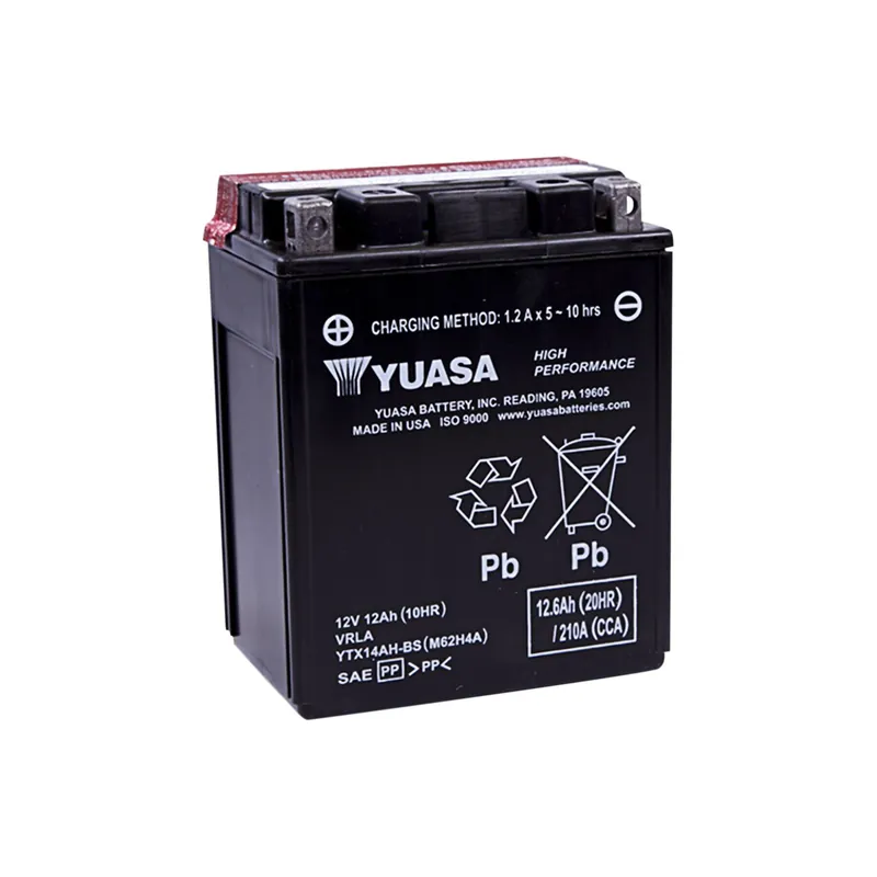 Garantierte Lieferung Yuasa Motorradbatterie 12V YTX14AH-BS 12AH 210A AGM wartungsfrei m. Säurepack