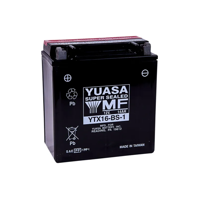 Zertifiziert Yuasa Motorradbatterie 12V YTX16-BS-1 14AH 230A AGM wartungsfrei m. Säurepack