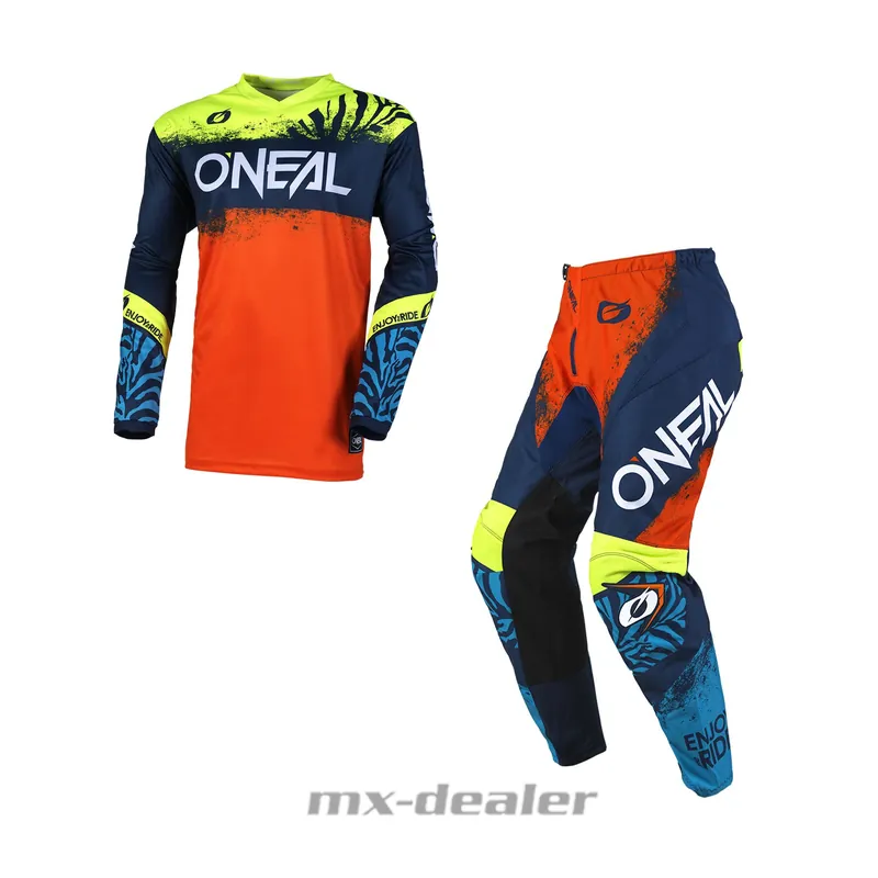 Neu Im Sortiment O‘Neal Element KINDER Shocker V.25 Blau Orange MX Motocross Combo Cross Hose Jersey M 24/ (128cm bis 140cm)