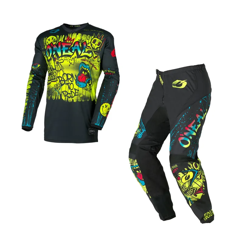 O‘Neal Element KINDER Rancid schwarz neon MX Motocross Combo Cross Hose Jersey L 24 (128cm bis 140cm) Ausverkauf