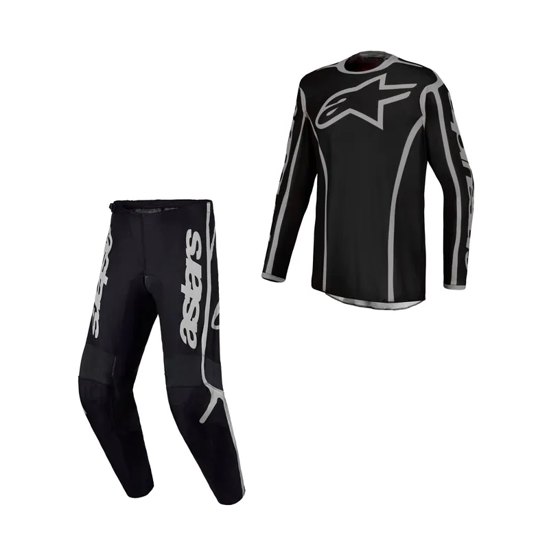 Sonderangebot Alpinestars Fluid Apex V2 Schwarz Silber MX Motocross Enduro Combo Cross Hose Jersey US 38 / EU 54 L