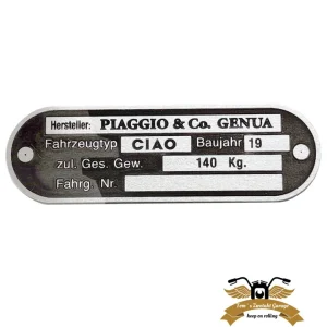 Typenschild Ciao Blanko Aluminium 80x25mm gelocht Rahmenplakette Direktkauf